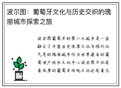波尔图：葡萄牙文化与历史交织的瑰丽城市探索之旅
